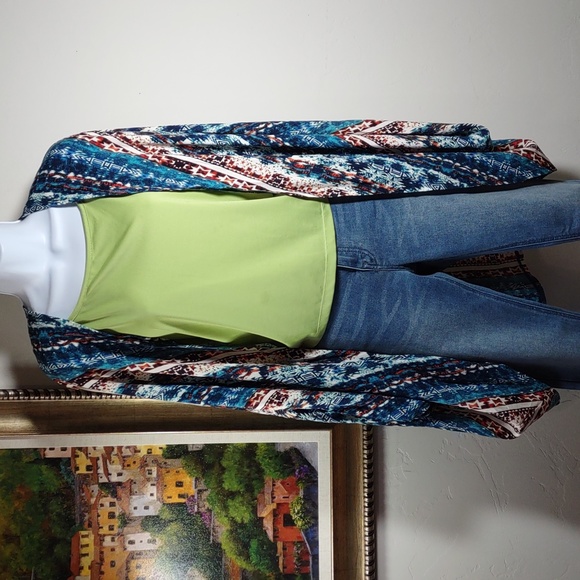 NY Collection Batik-look Cocoon Jacket - Picture 1 of 6